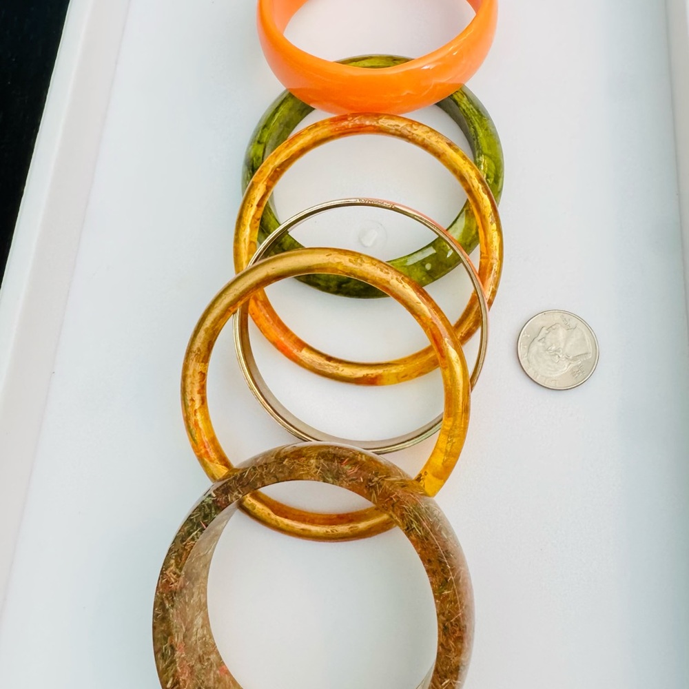 Vintage Bangle Set Colorful Resin Bangle Set 6pc Boho Bohemian Festival Jewelry - Picture 2 of 2